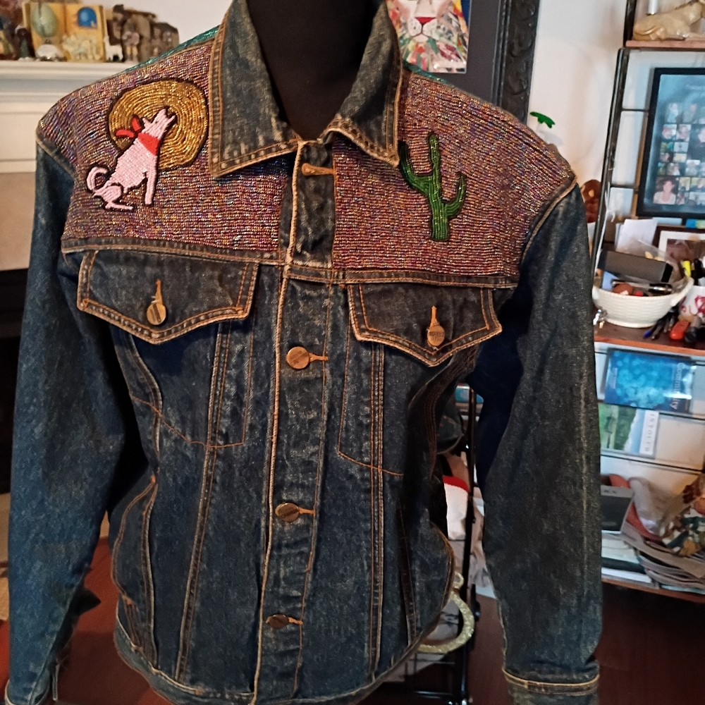 Designer Denim Southwest Jacket Heavily Beaded Show Jacket - Vintage